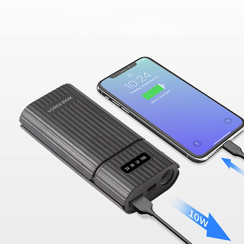 Sạc Dự Phòng 2 Pin 18650 21700 Có Đèn Led Và Đầu Ra Usb Diy