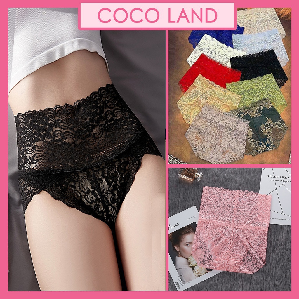 Quần Lót Nữ Ren Thái cạp cao gen bụng họa tiết ren xuyên thấu lót ren nữ cao cấp cạp cao định hình vòng eo bigsize