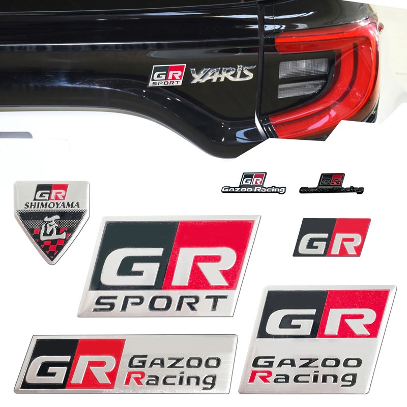 Miếng Dán Logo 3D Bằng Nhôm In Chữ GR Sport / GR Gazoo Racing Trang Trí Cốp Sau Xe Hơi Toyota Corolla Yris RZ RC RS Prius Lexus