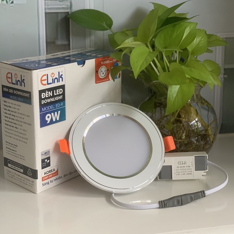 Đèn Led Downlight Elink Âm 3 Chế Độ 9+9W Thiết Kế Viền Bạc Sang Trọng