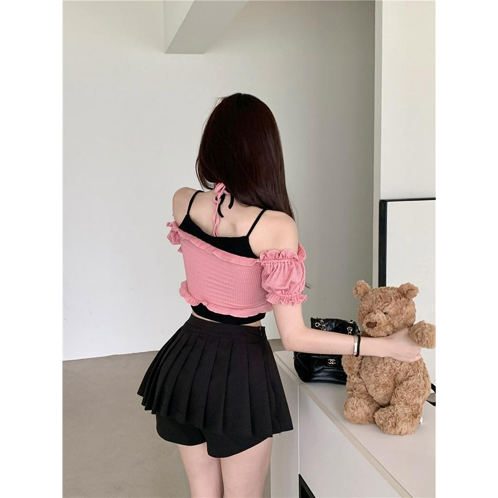 Áo Thun Hồng Giả Hai Lớp Kiểu Dáng Trẻ Trung Cá Tính