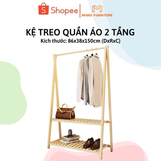 Giá Treo Quần Áo Chữ A 2 Tầng MIMO FURNITURE Kệ Gỗ Thông Để Đồ Đa Năng Lắp Ráp Tiện Ích