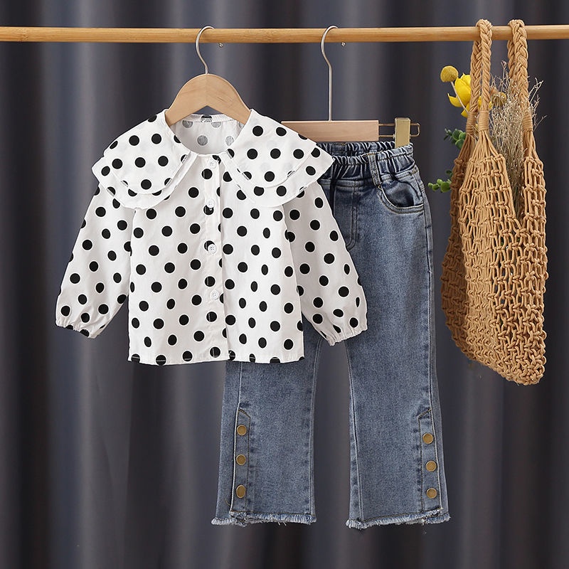 Set Áo Thun Dài Tay Cổ Tròn + Quần Short Denim Thời Trang Nữ