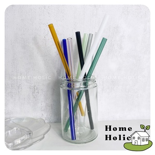 Ống Hút Thuỷ Tinh Borosilicat Trong Suốt Chịu Nhiệt Nhiều Màu 20cm