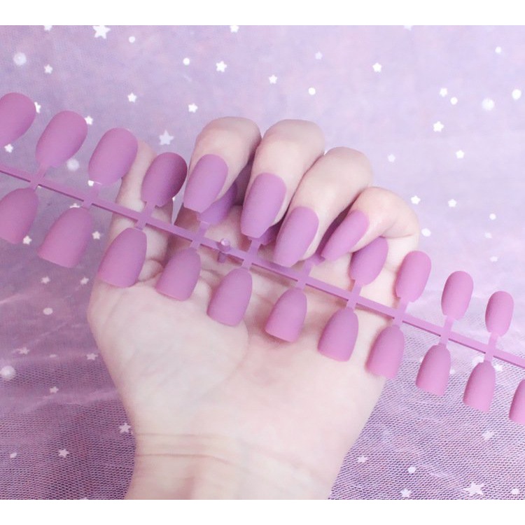 Set 24 nail giả úp đẹp Nivamo móng tay giả nhám trơn lì nhiều màu cute MG13