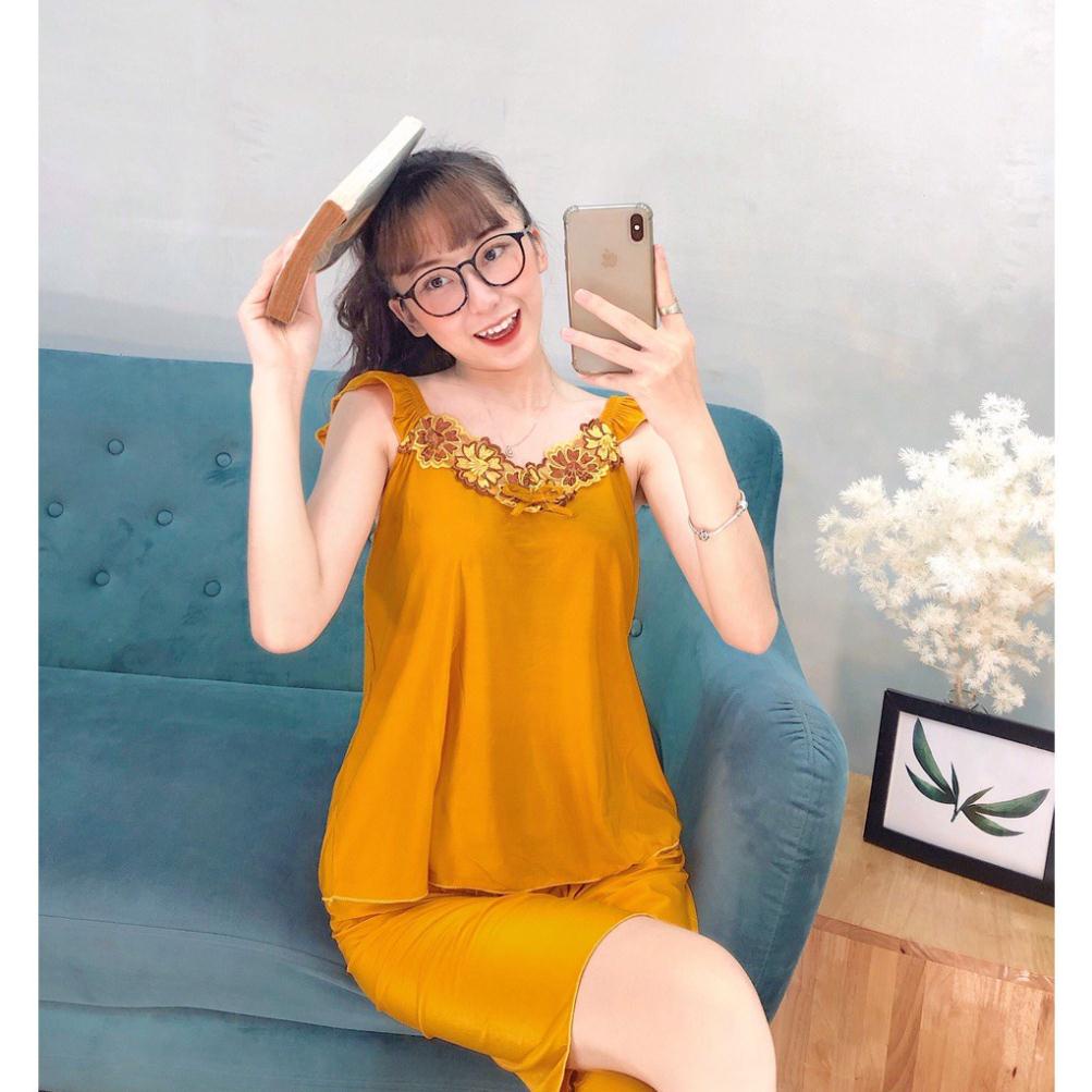 S04 Bộ đồ mặc nhà 2 dây thun lạnh, ren viền cổ | BigBuy360 - bigbuy360.vn