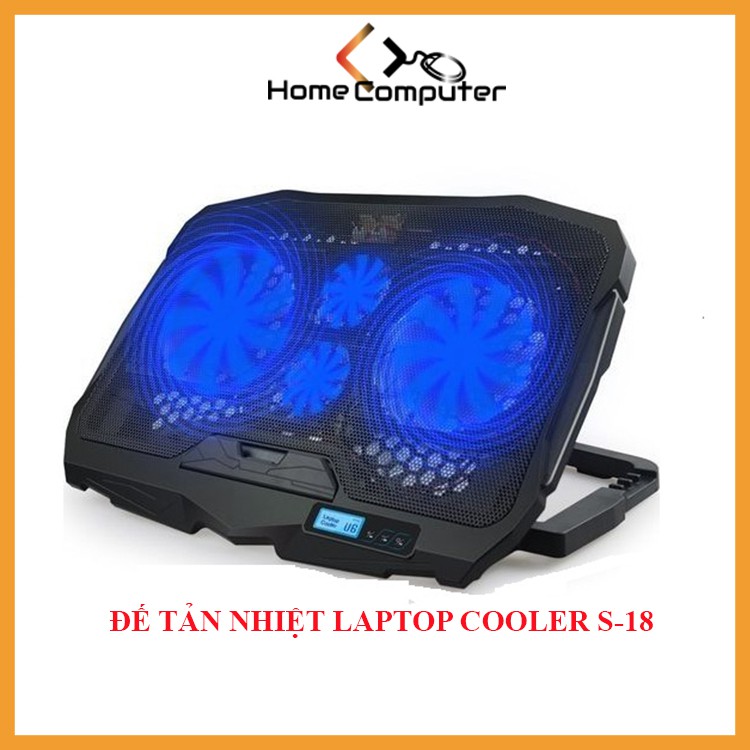 Đế tản nhiệt laptop, Đế tản nhiệt S18 COOLER 4 quạt mạnh mẽ, ổn định, chống ồn, dòng cao cấp cho game thủ