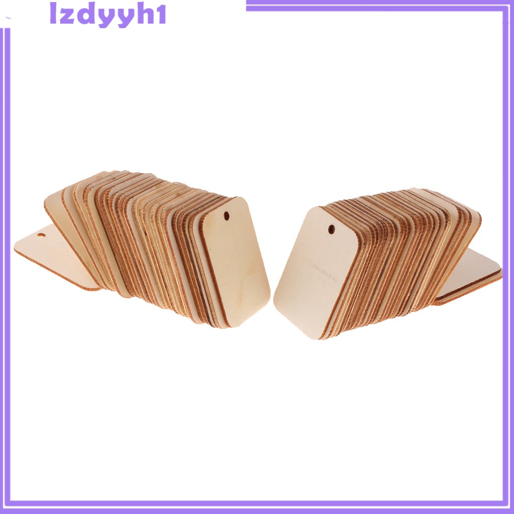 Set 100 Thẻ Gỗ Hình Chữ Nhật Màu Trắng Và Tự Nhiên Dùng Làm Đồ Thủ Công