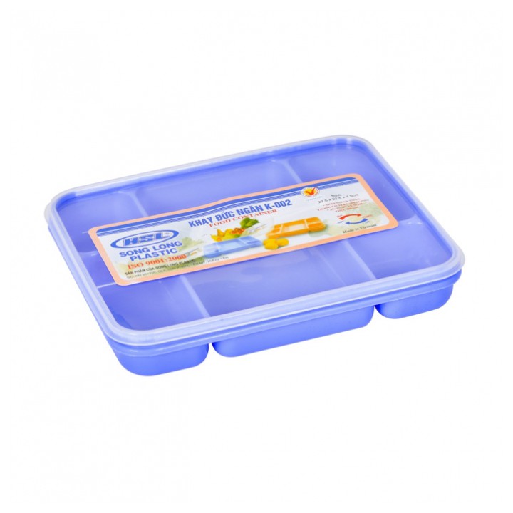 Khay Đựng Cơm Chia Phần Có Nắp Đậy 5 Ngăn Bằng Nhựa Song Long 002