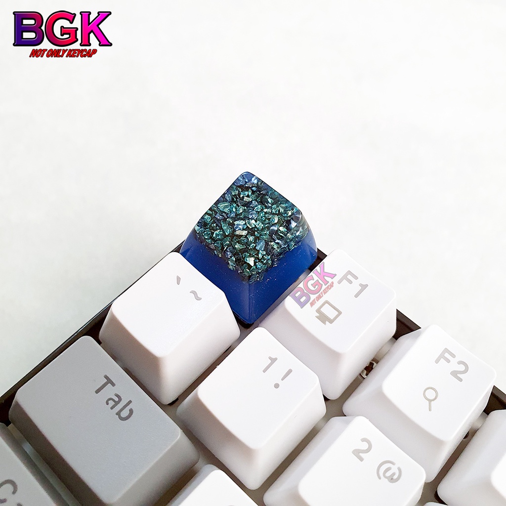 Keycap Lẻ Tinh Thể Xanh Dương Dark Blue Crystal Keycap SA profile ( keycap resin độc lạ )( Keycap Artisan )