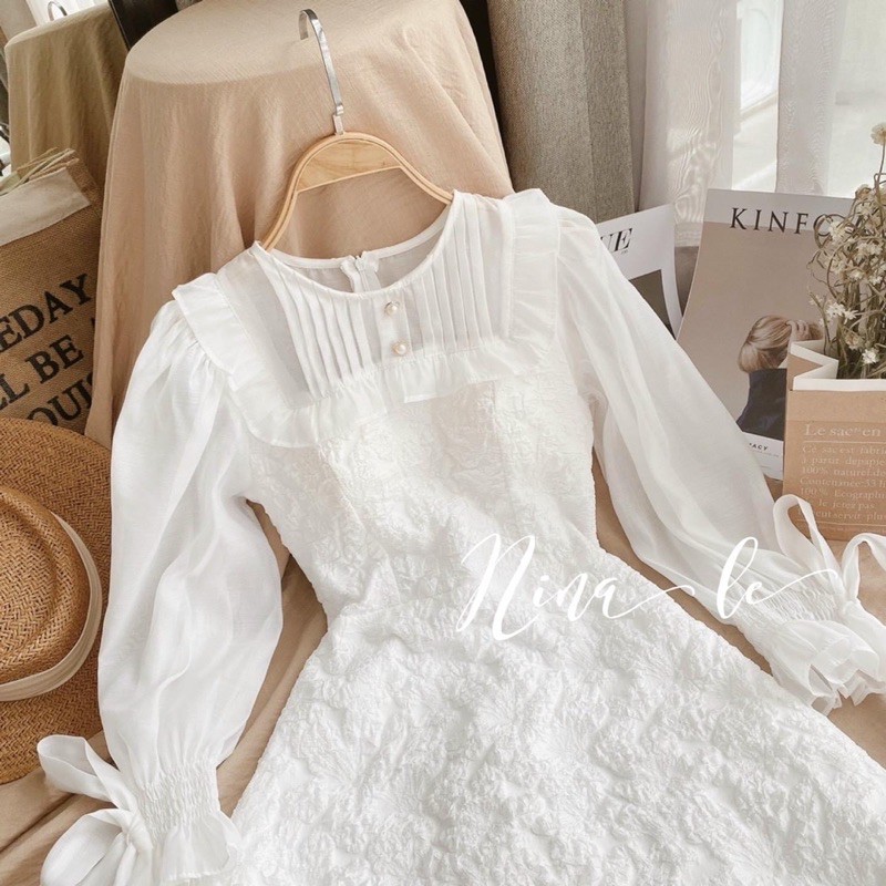 [Mẫu2021] Đầm nữ trắng gấm dự tiệc nữ màu trắng dạo phố cực xinh, vải may loại 1 mã [NANY] | BigBuy360 - bigbuy360.vn