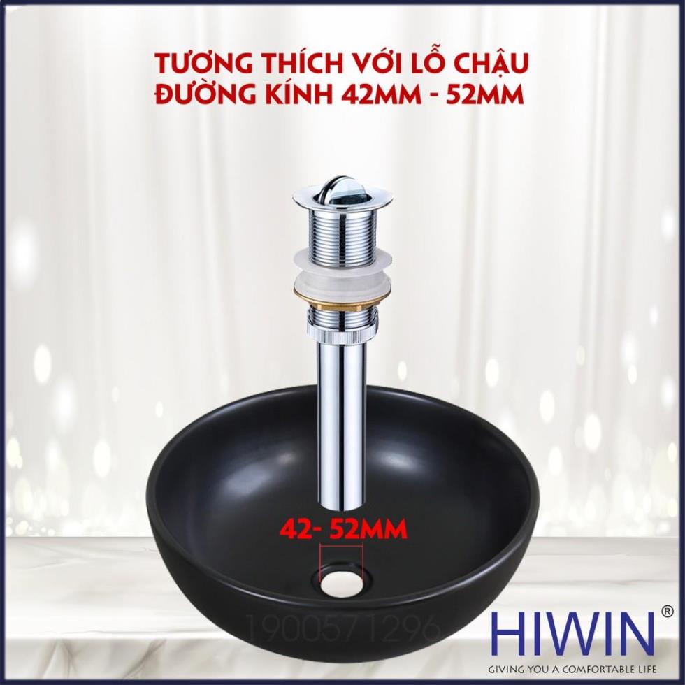 Bộ xả lavabo, xiphong chậu rửa mặt nắp lật đồng mặt gương không có lỗ chống tràn HIWIN PG-3027