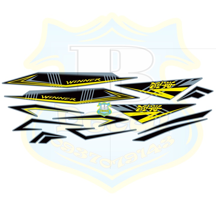 ( Quí khách vui lòng mang ra tiệm cho thợ dán ) Tem winner chữ tàu xám xi măng