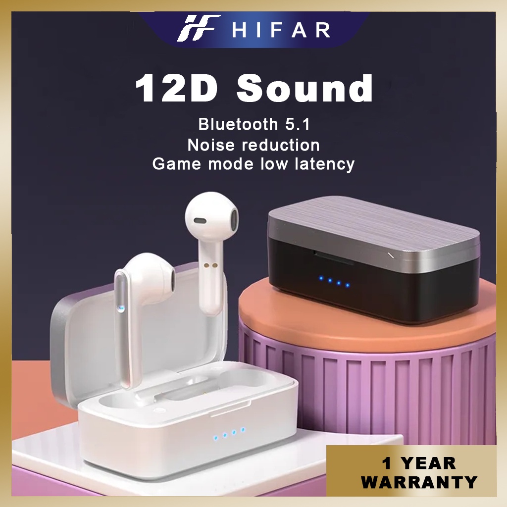 TWS Bluetooth 5.1 Tai nghe không dây HIFI Chất lượng âm thanh Tiếng ồn kép Khử tiếng ồn Cảm ứng Tai nghe chống nước có micrô