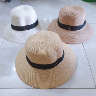Mũ cói - Nón cói đi biển chữ M có viền đi biển thời trang cho nữ