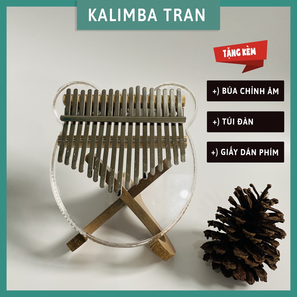 Đàn Kalimba Mặt Gấu Trong Suốt 17 Phím Âm Vang -Kalimba Tran