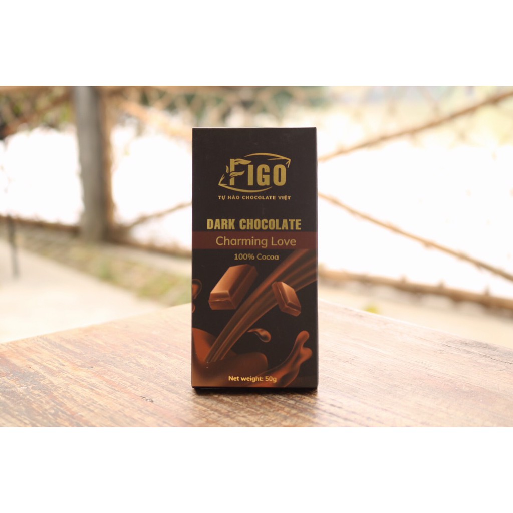 Socola đen nguyên chất, không đường ngăn ngừa bệnh 100% cacao Figo 100gram, DIET KETO LOWCARB