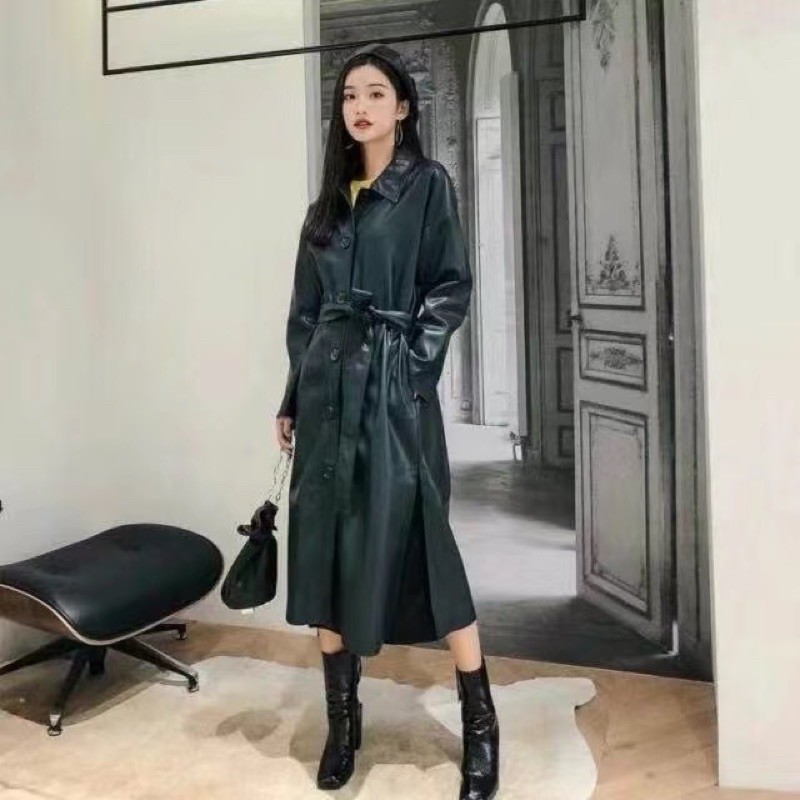 ÁO KHOÁC DA NỮ DÁNG DÀI CAO CẤP  - ÁO DA NỮ QUẢNG CHÂU CỰC XIN VÀ SANG CHẢNH