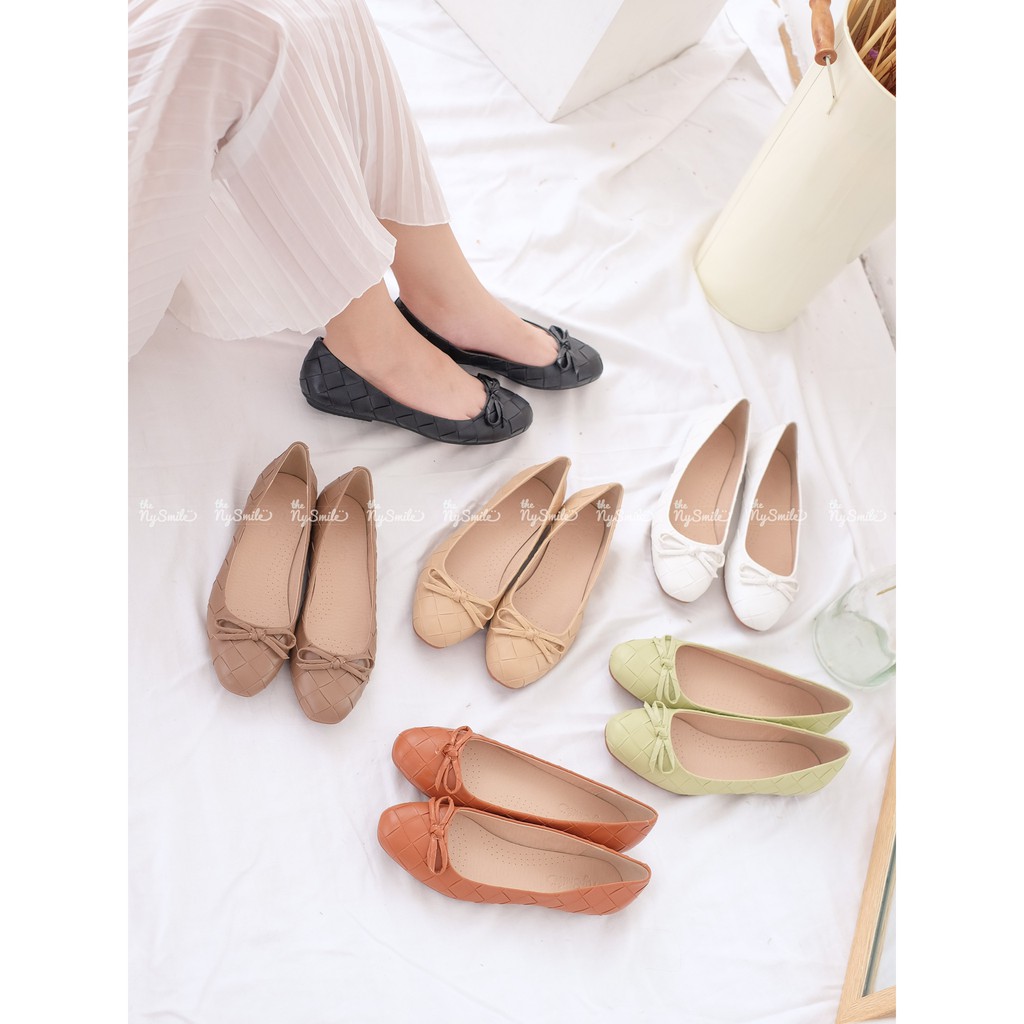 [Mã FATHANG5 giảm 10K đơn 50K] [BÚP BÊ] VALU - GIÀY NƠ NHÍ MŨI VUÔNG DA ĐAN - THENYSMILE | BigBuy360 - bigbuy360.vn