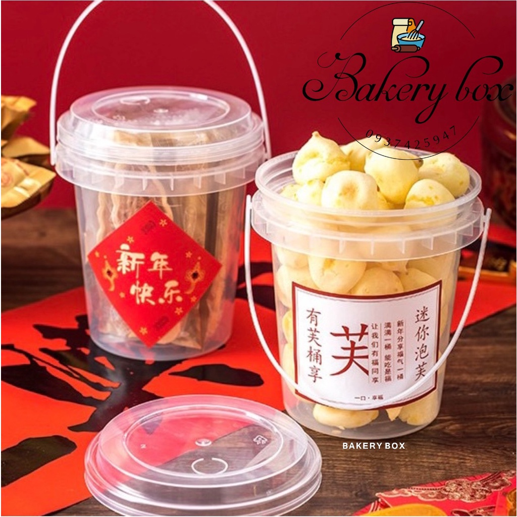 50 Xô Nhựa Trong Có Quai Xách Đựng Trà Sữa, Trà Trái Cây, Chè (1000ml)