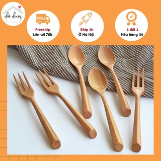 Thìa dĩa ăn cơm ăn mỳ bằng gỗ sồi tự nhiên 100% phong cách Nhật Bản