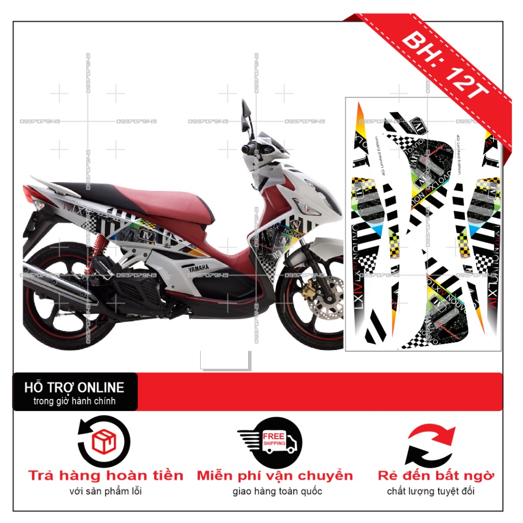 TEM XE NOUVO 4 LX MẪU ZIN THÁI DÁN XE TRẮNG -- SHIN DECAL 2