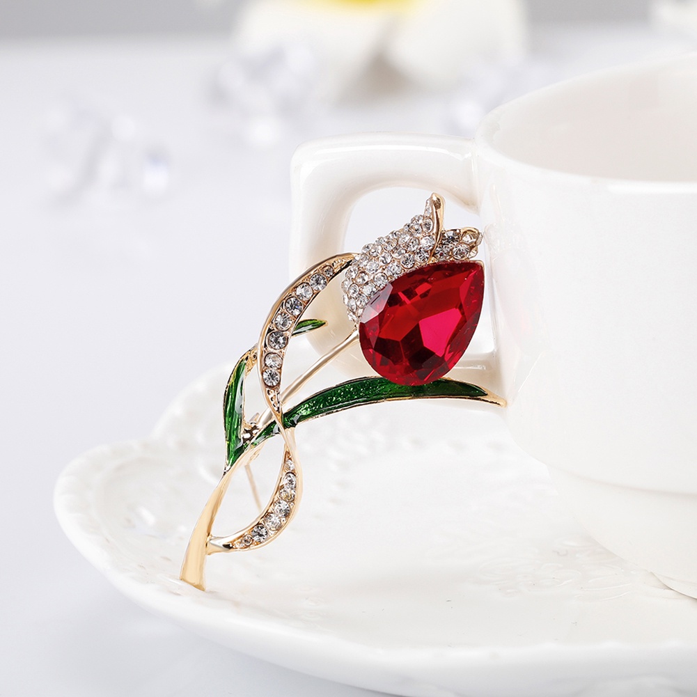 Ghim Cài Áo Hình Hoa Tulip Đính Đá Nhân Tạo Thời Trang Cho Nữ