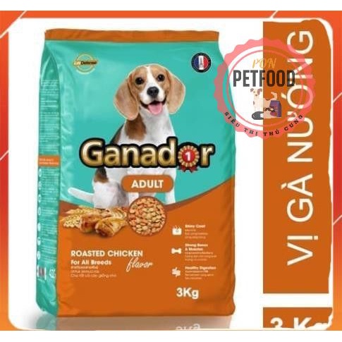 (Bao 3kg) Thức ăn dạng hạt cao cấp GANADOR thức ăn cho chó mọi lứa tuổi