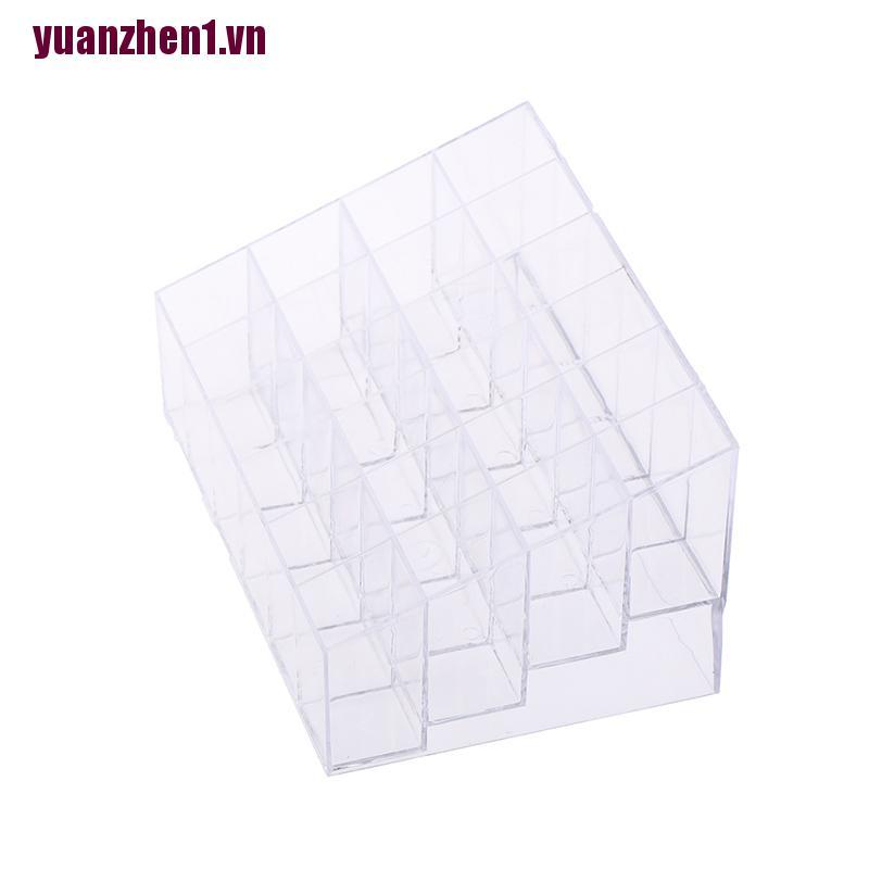 [Hàng mới về] Khay acrylic trong suốt 24 ngăn dùng để đựng son môi/ đồ trang điểm tiện lợi