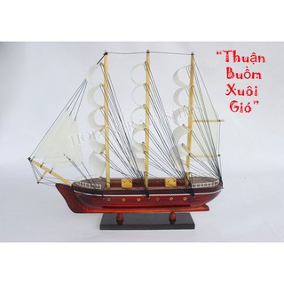 (Có video) Thuyền gỗ 32cm màu trắng trang trí nhà cửa