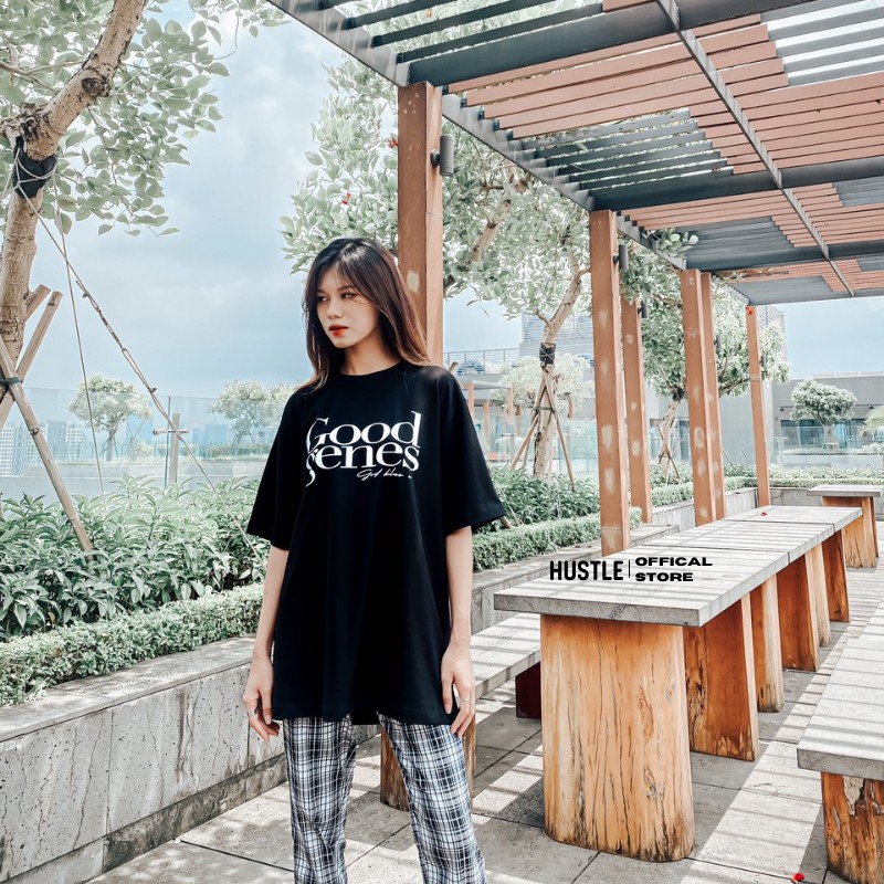 Áo thun tay lỡ Hustle phông unisex nam nữ Cotton 100% 4 chiều cao cấp Good Genes