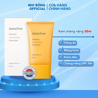 Kem Chống Nắng Lâu Trôi Nâng Tone Innisfree Intensive Long Lasting Sunscreen Spf50+ Pa++++ 50ml Giúp Bảo Vệ Da & Mềm Mịn