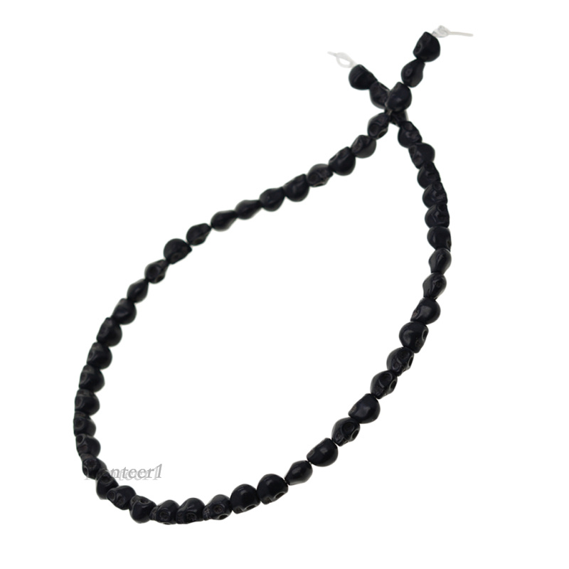 Chuỗi 52 hạt hình đầu lâu 8x6mm dài 40cm phong cách Halloween