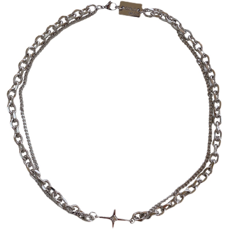 vòng cổ Hai Lớp Phong Cách Hip Hop Âu Mỹ Sang Trọng