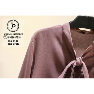 Áo sơ mi cột nơ big size (MS 9446)