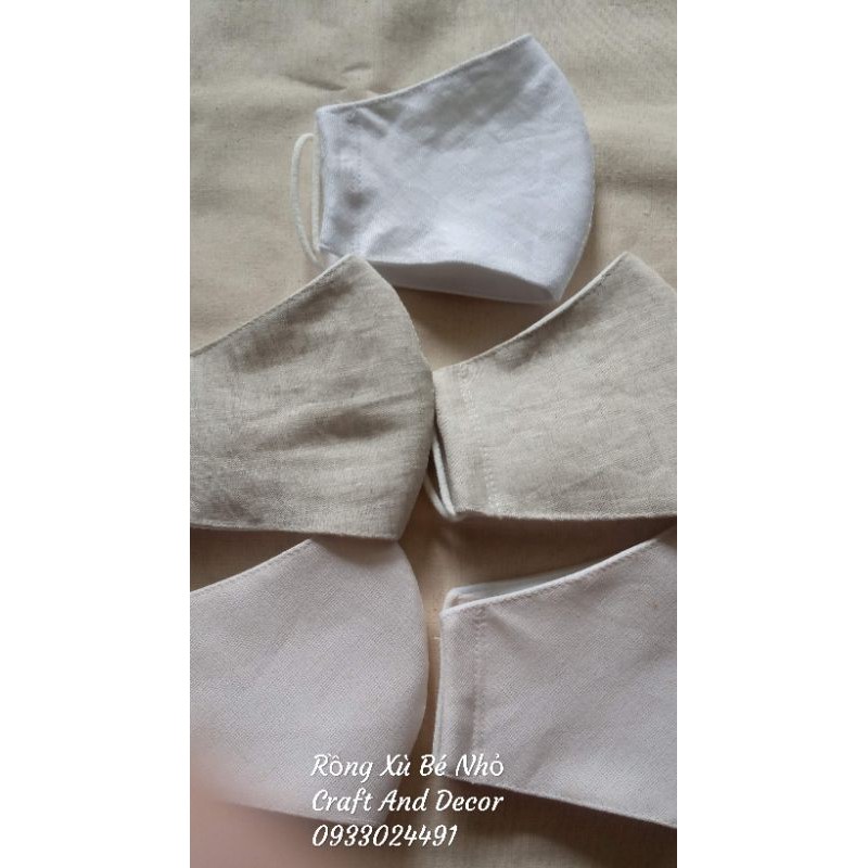 Combo 5 cái khẩu trang vải linen trơn | BigBuy360 - bigbuy360.vn