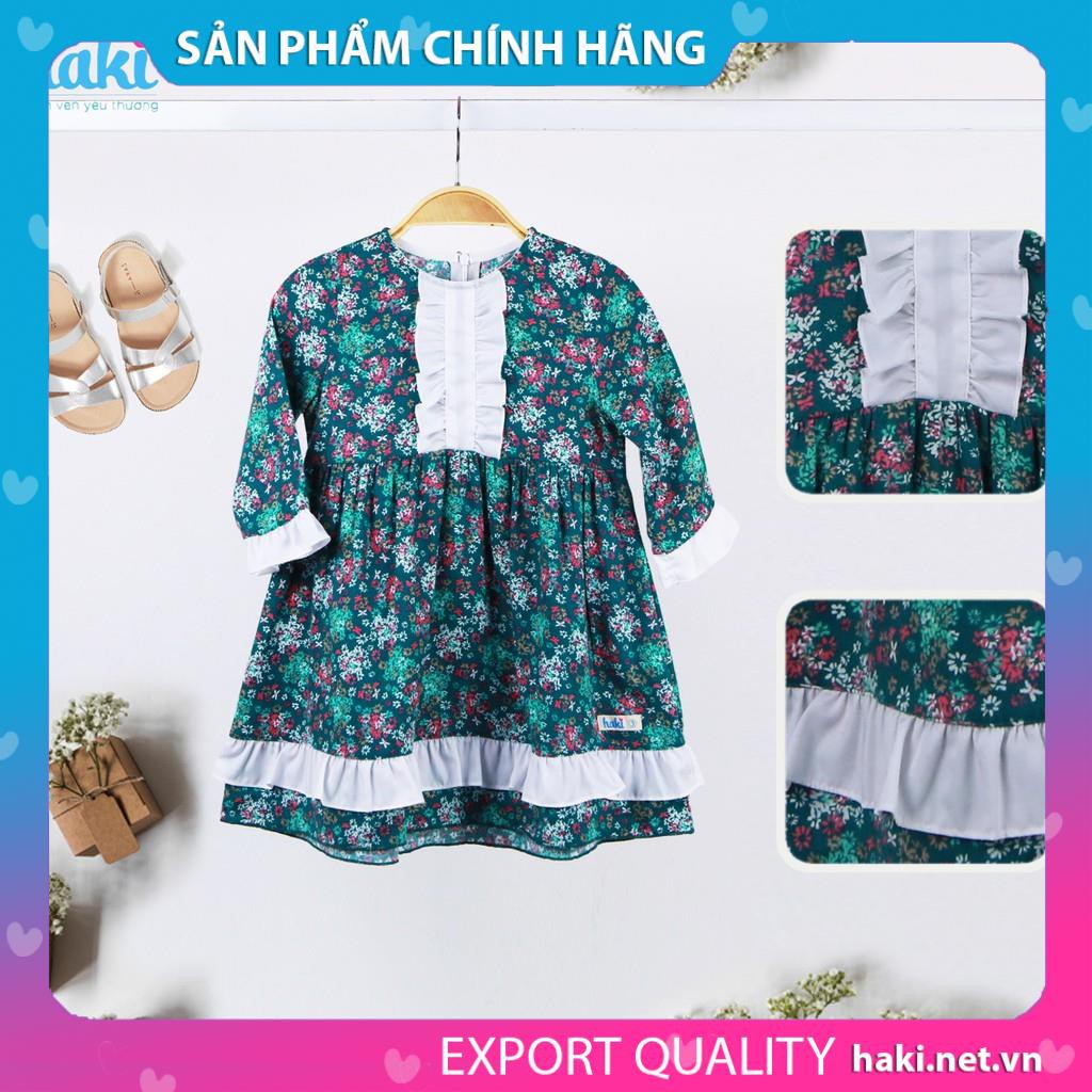 Đầm bé gái_Váy Cinderella-Hoa nhí xanh HK485, váy thiết kế bé gái HAKI