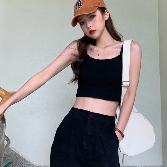 Áo Hai Dây, Áo Bra 2 dây nữ MADELA, Áo Croptop Ôm Body 100% Cotton Cao Cấp