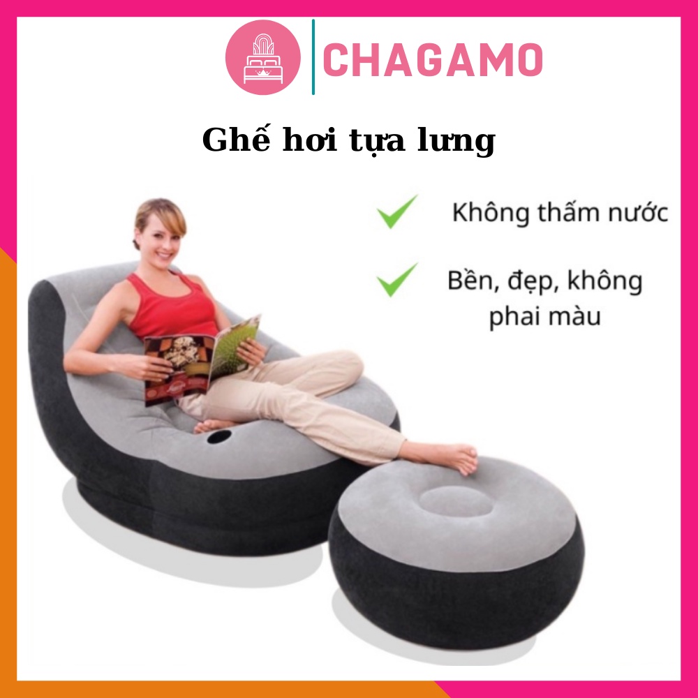 Ghế hơi tựa lưng cao cấp êm ái dùng cho cả gia đình thư giãn tặng kèm bơm hơi tiện lợi