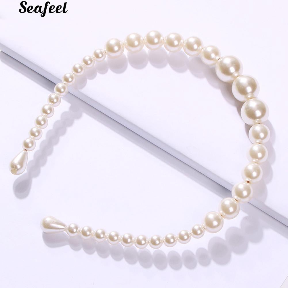 Băng đô cài tóc đính hạt ngọc trai giả cỡ 13x14.5cm thời trang cho nữ dự tiệc