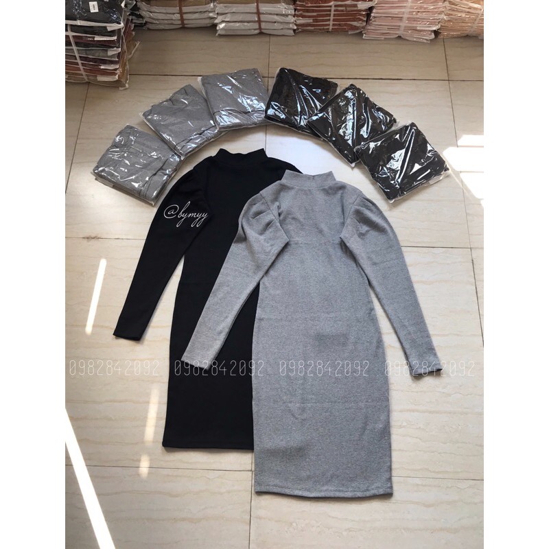 Đầm Body TD Cổ 5p Vai Xếp Bồng - DZ12