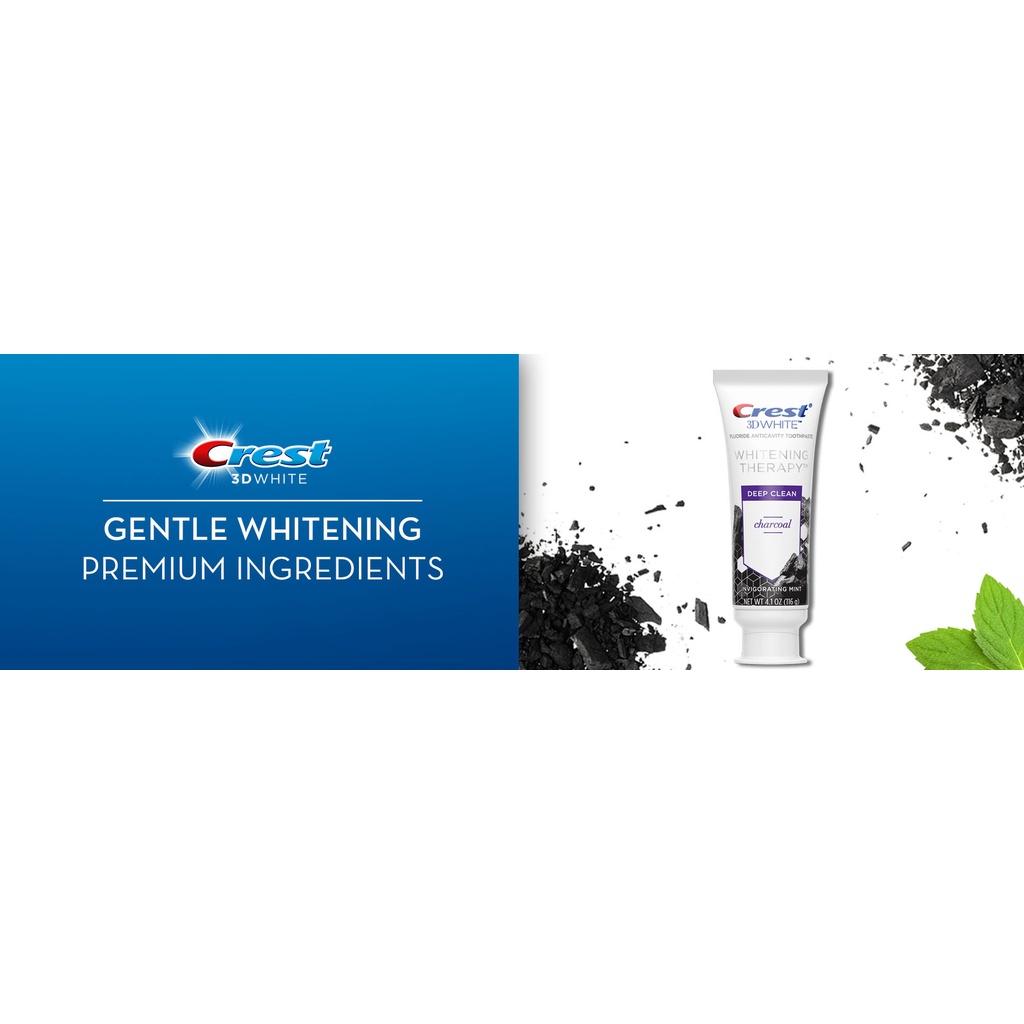 Kem đánh răng Crest 3D White Whitening Therapy Charcoal 116G - Làm trắng răng Than tre