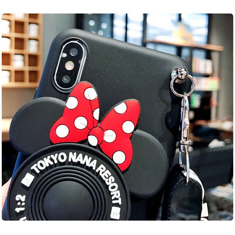 Ốp Điện Thoại Họa Tiết minnie Có Dây Đeo Cho iphone 15 14 13 12 mini 11 pro max xr x xs max 6 6s 7 8 plus 4 4s