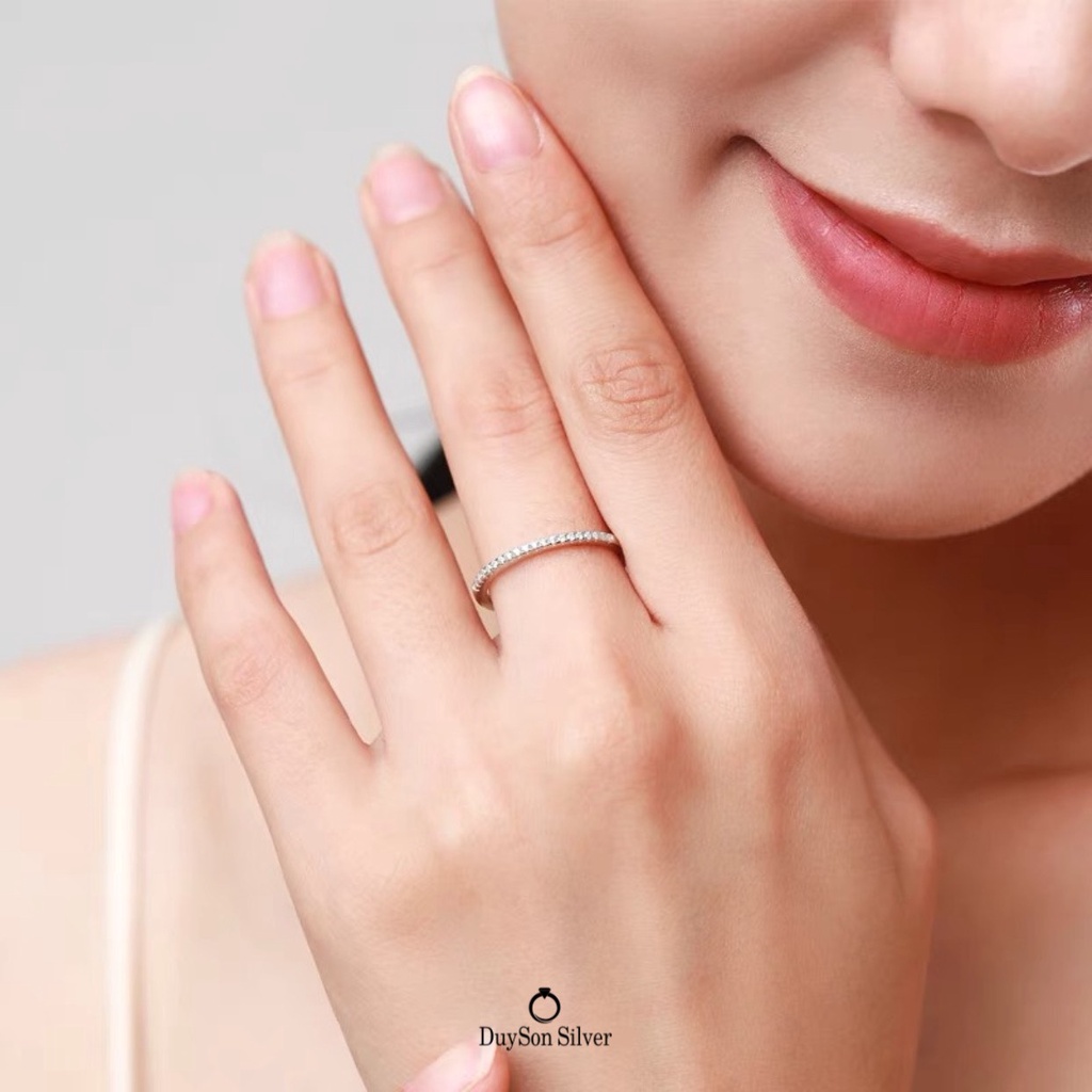 Nhẫn bạc 925 nữ đính đá đẹp đơn giản cá tính DUYSON SILVER [NKX2]