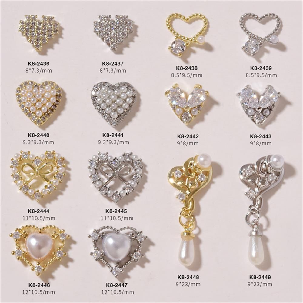 Miếng Dán Trang Trí Móng Tay 3D OKDEALS|Trang Trí Móng Tay Trái Tim|Mặt Dây Chuyền Đính Đá Zircon Mới