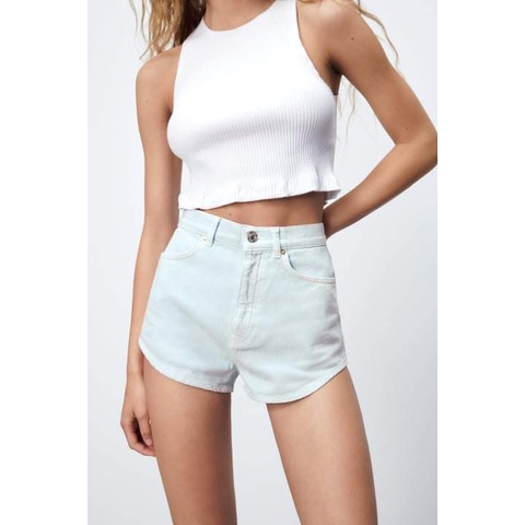 Quần short jean lưng cao Zara Spain có sẵn