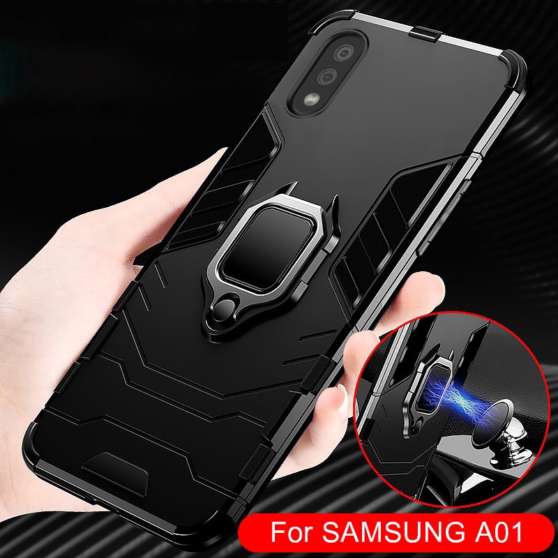 Ốp điện thoại có vòng nhẫn giá đỡ nam châm 2 trong 1 cho Samsung Galaxy A41 A01 A81 A91 A70E M30S Note 10 Lite