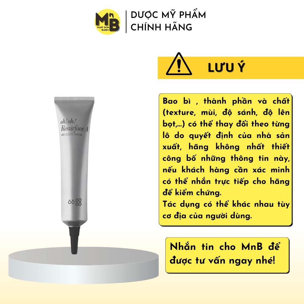Tinh Chất Trẻ Hóa, Làm Sáng Da oh!oh! Resurface A (with 0.06% Retinal) (20ml)