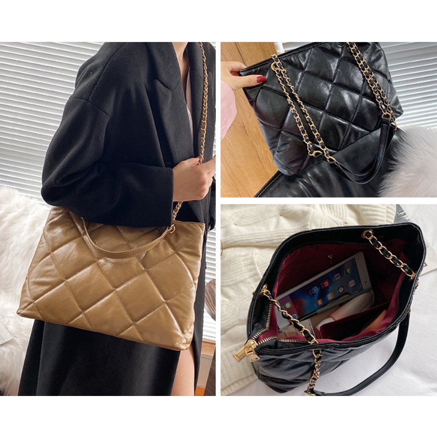 Túi xách Quảng Châu hình thoi lớn chất da bóng sành điệu trẻ trung