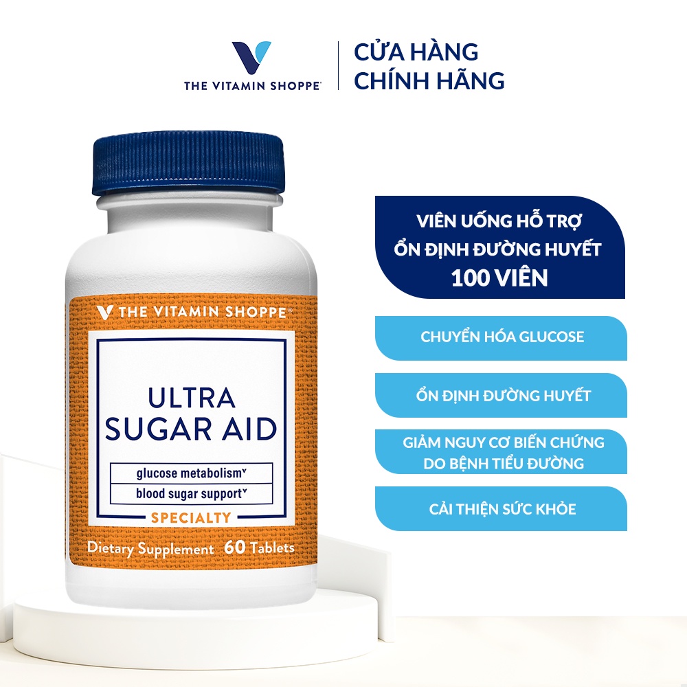 Viên uống hỗ trợ ổn định đường huyết The Vitamin Shoppe Ultra Sugar Aid 60 viên